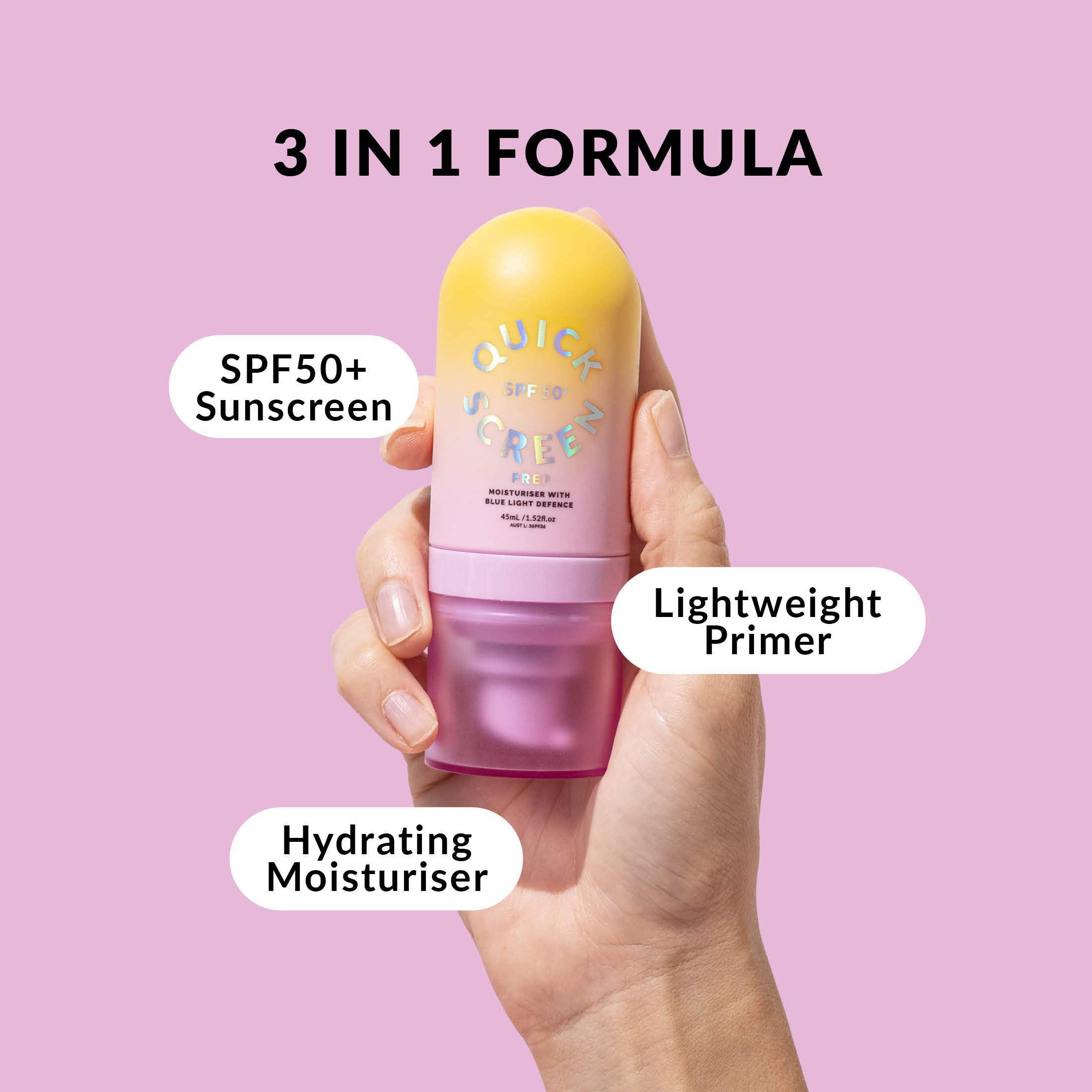 SPF 50+ Prep Moisturiser with Blue Light Defence - - Quick Flick