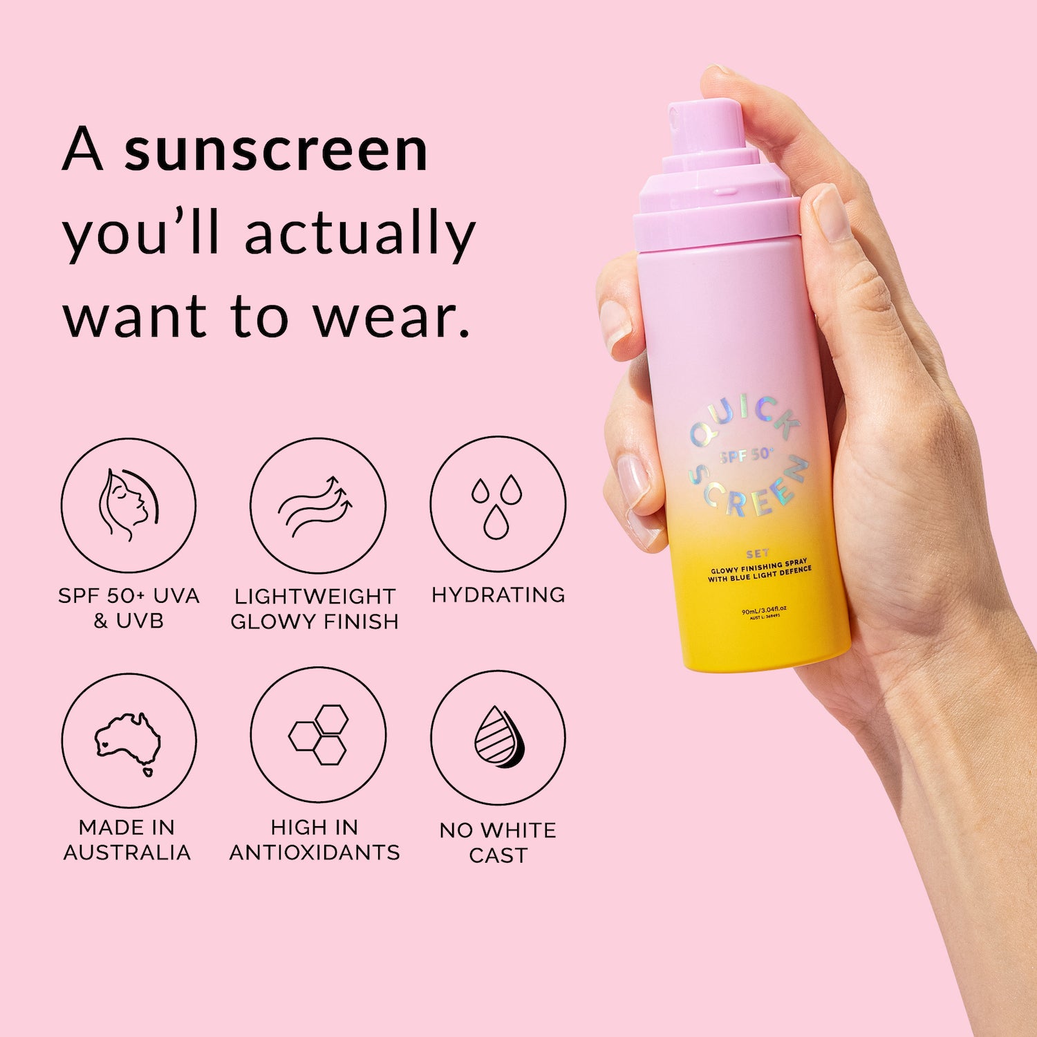 SPF50+ 3 in 1 Sunscreen, Setting Spray & Hydration Mist – Quick Flick US
