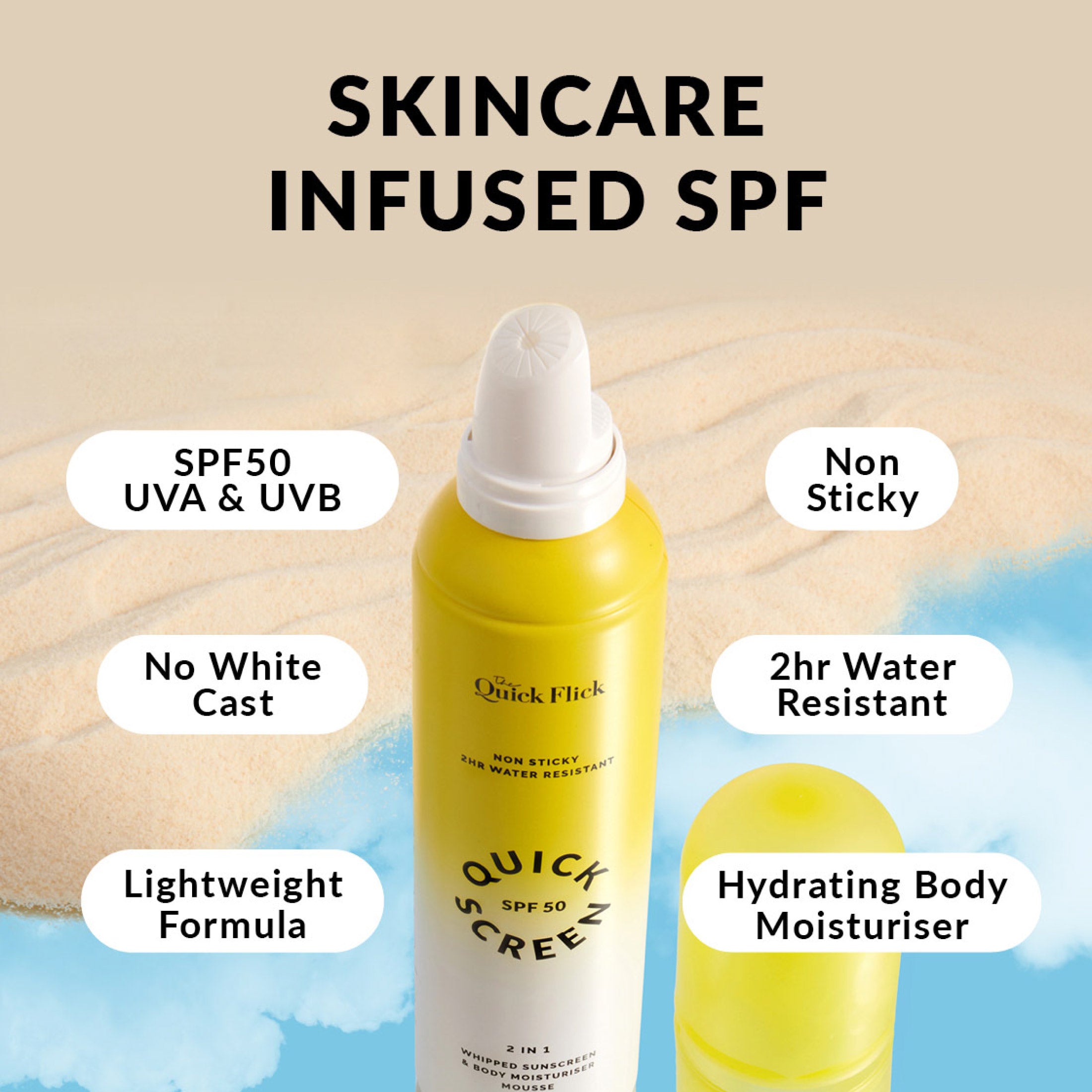 Quick Screen SPF 50 2 in 1 Whipped Sunscreen & Body Moisturiser