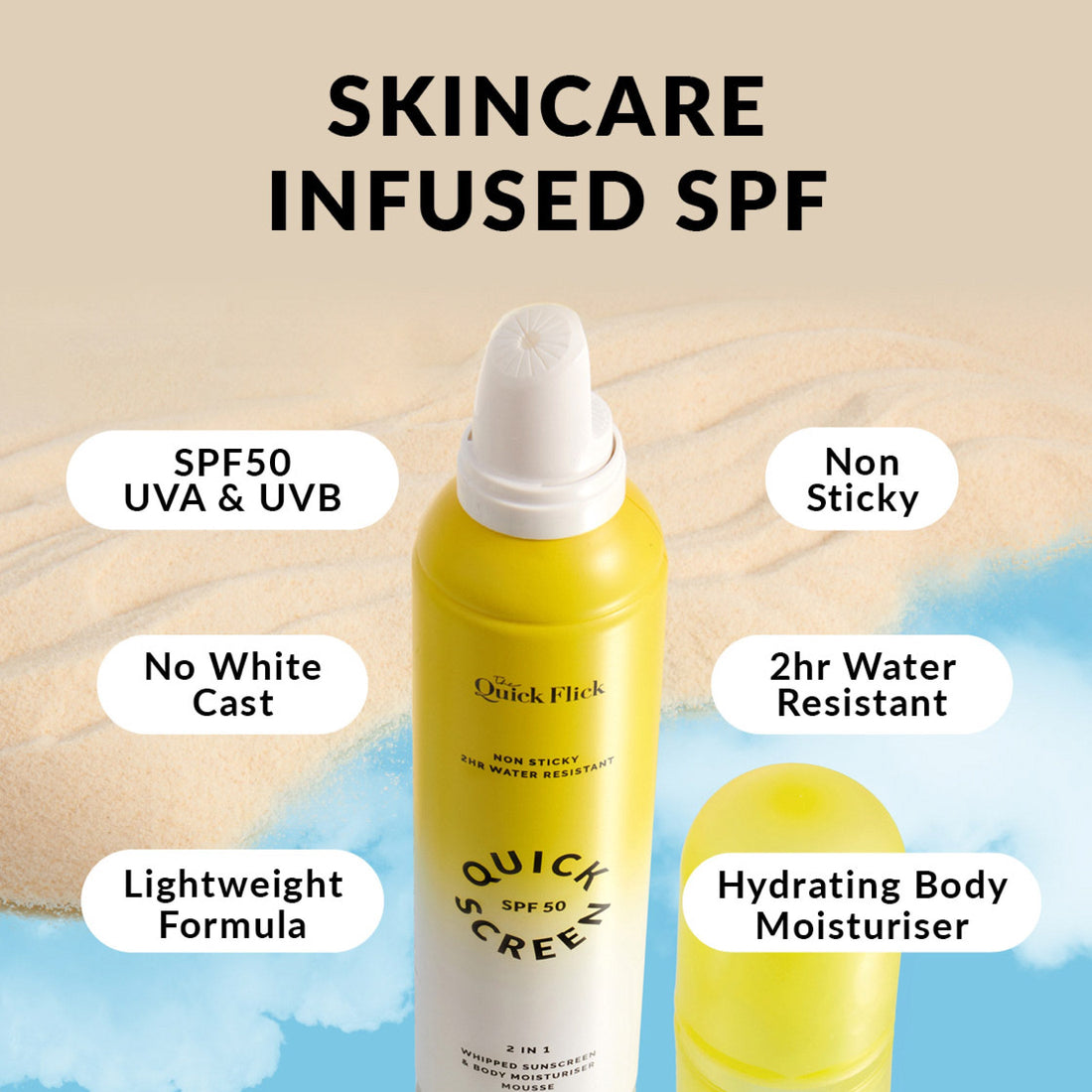 SPF50 Whipped Sunscreen & Body Moisturiser Mousse